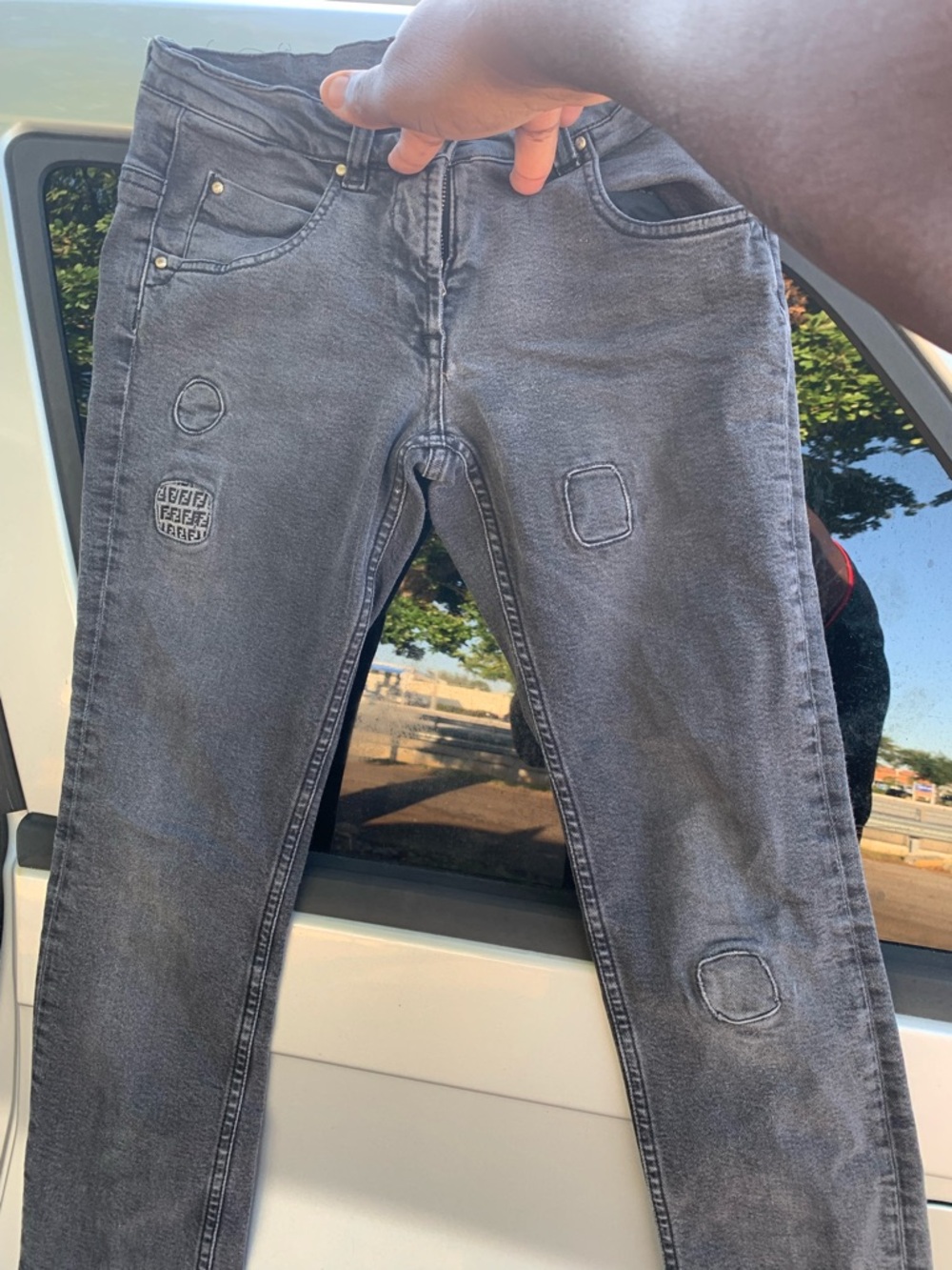 Fendi Charcoal Gray Denim Jeans with Branded Tag